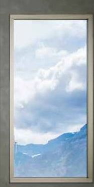 Aluminium casement window with a mountain view